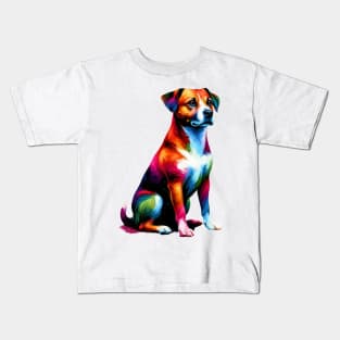 Colorful Danish-Swedish Farmdog in Artistic Splash Style Kids T-Shirt